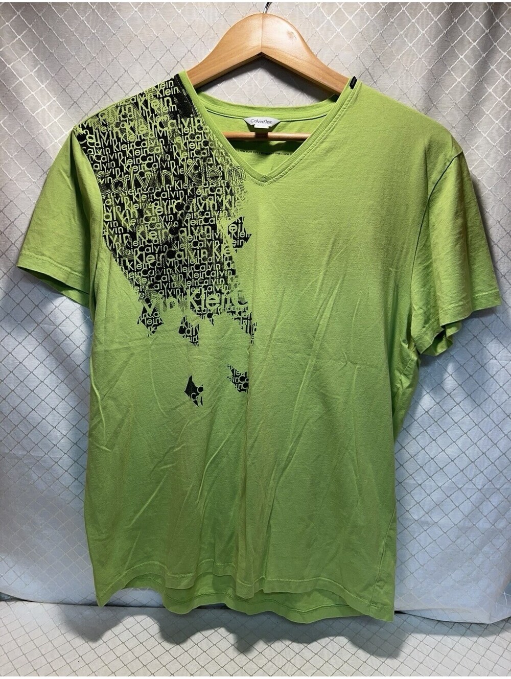 Calvin Klein Jeans Mens Graphic Tee Shirt Lime Green Sz L/G